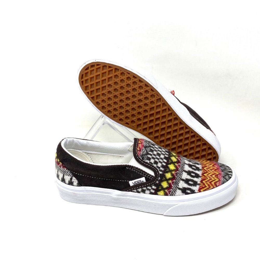 VANS CLASSIC SLIP ON Shoes Mens fair isle Brown Canvas Casual Size VN0A5JMHBF0 - Picture 7 of 10